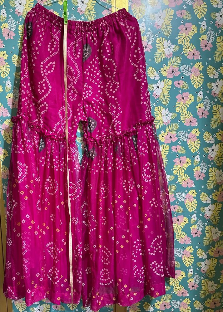 Pink Bandhani Full Gher Sharara