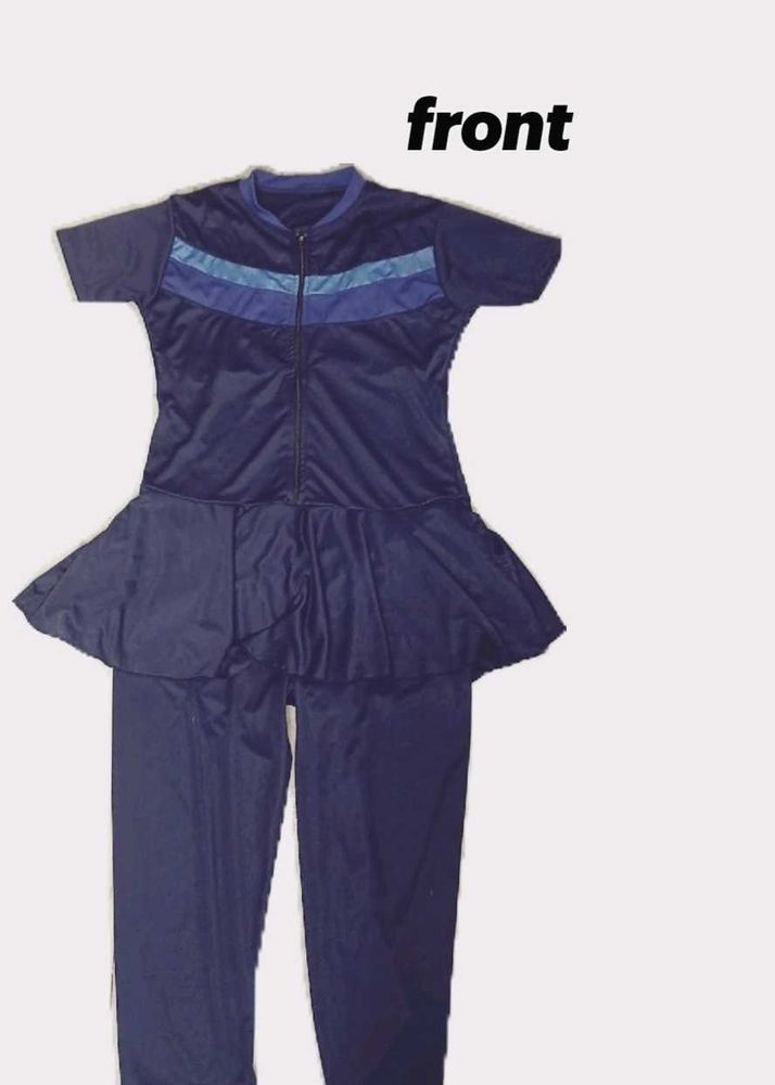Navy Peplum Swim Fit