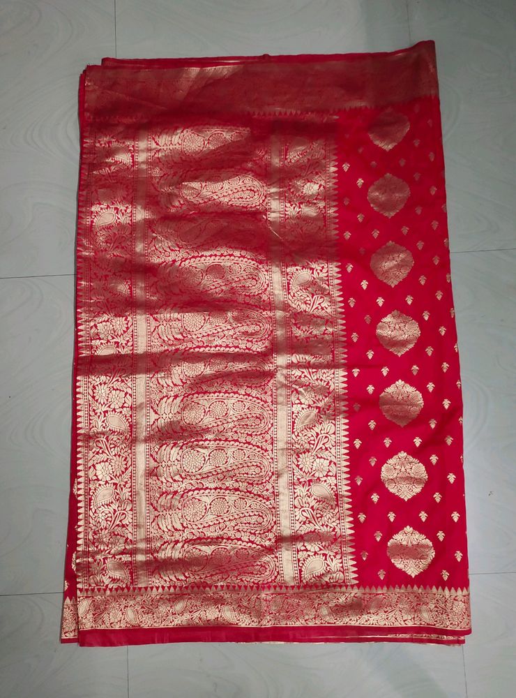 Red Pure Katan Silk Banarasi Saree