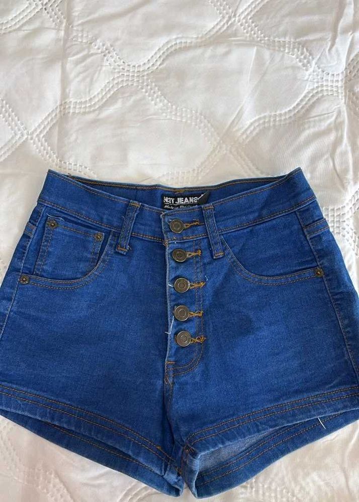 High Waisted Button Fly Denim Shorts