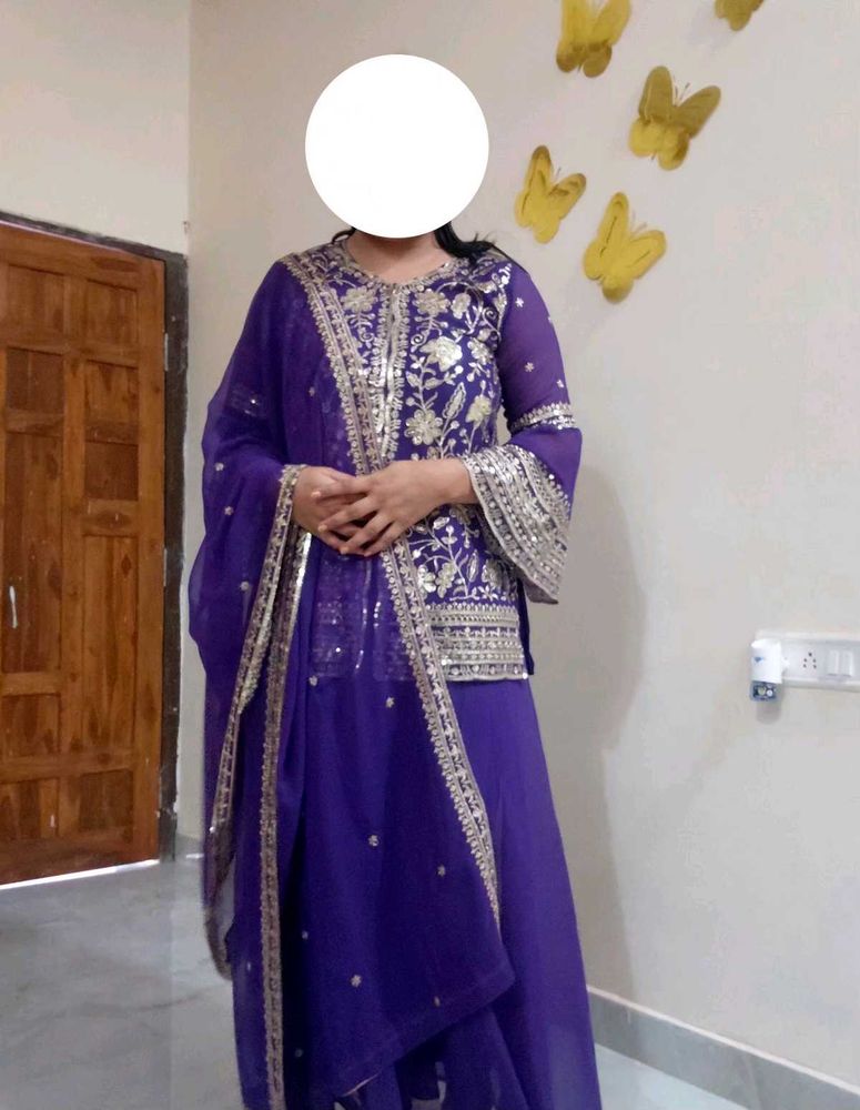 brand new Purple Embroidered sharara set