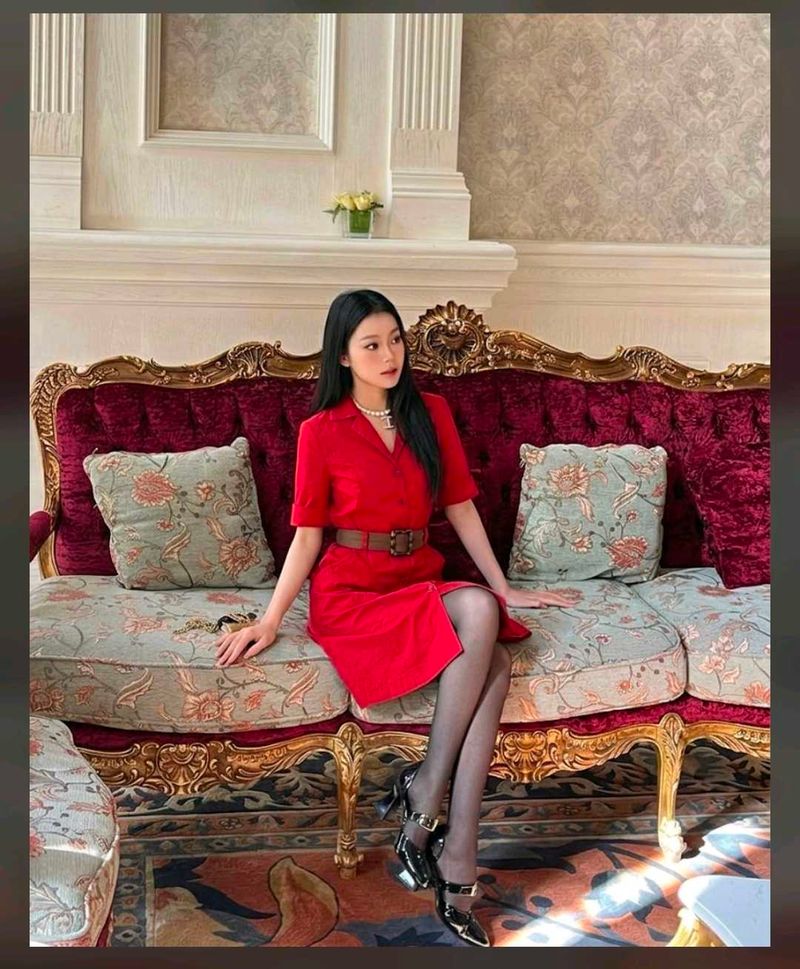 MANGO premium Red V-Neck Belted Dress