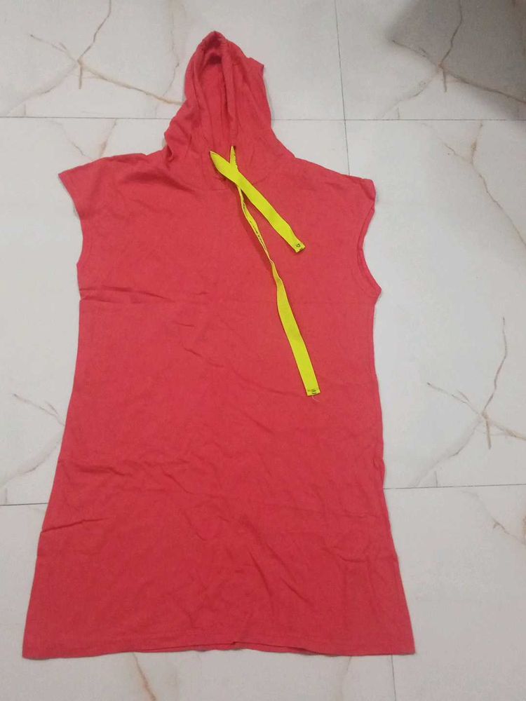 Sleeveless Hoodie Top long lanth