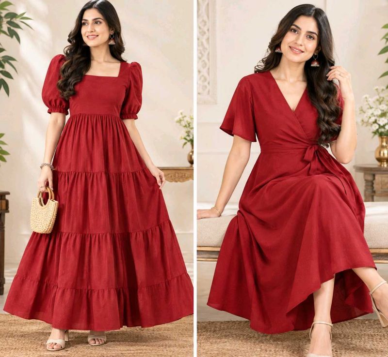 Rust Colour Dress Material Fabric