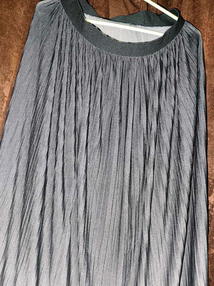 Gorgeous Ombre Pleated Long Skirt - Grey to White