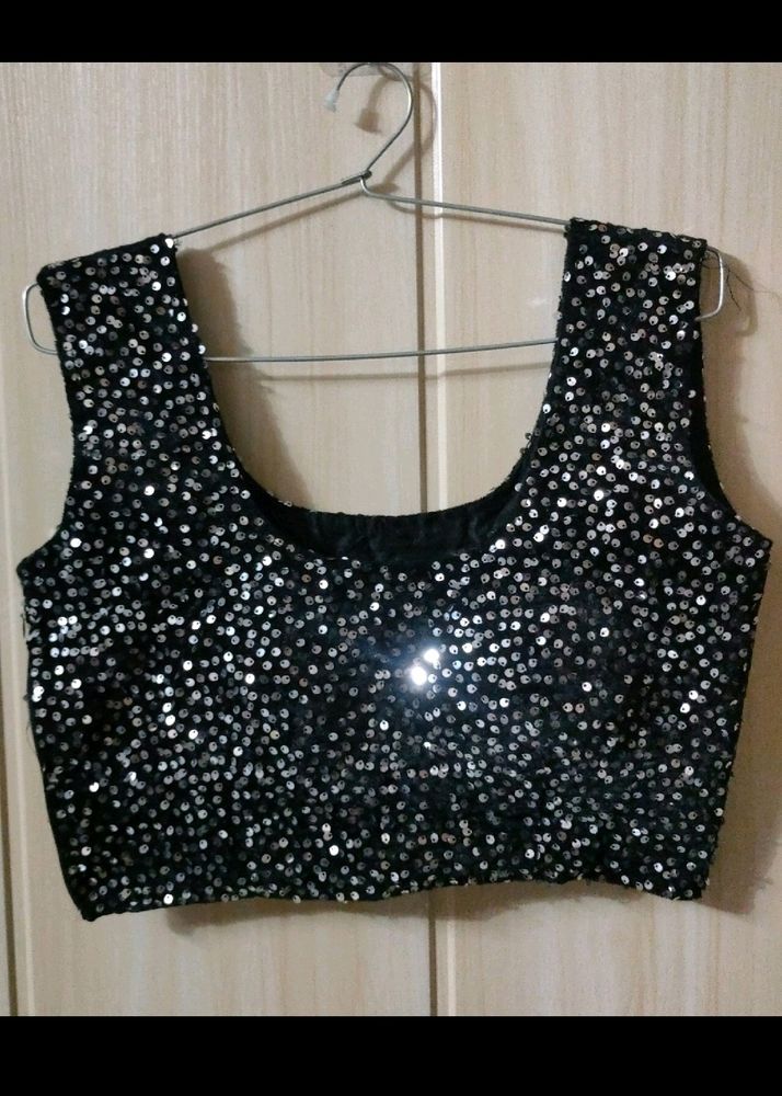Black And Silver Saree Blouse