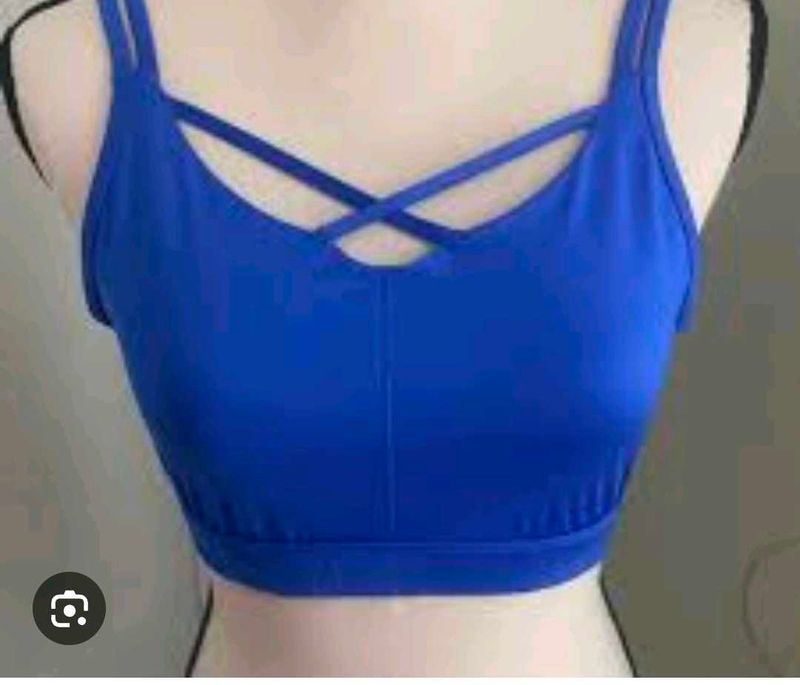 Blue Strappy Sports Bra