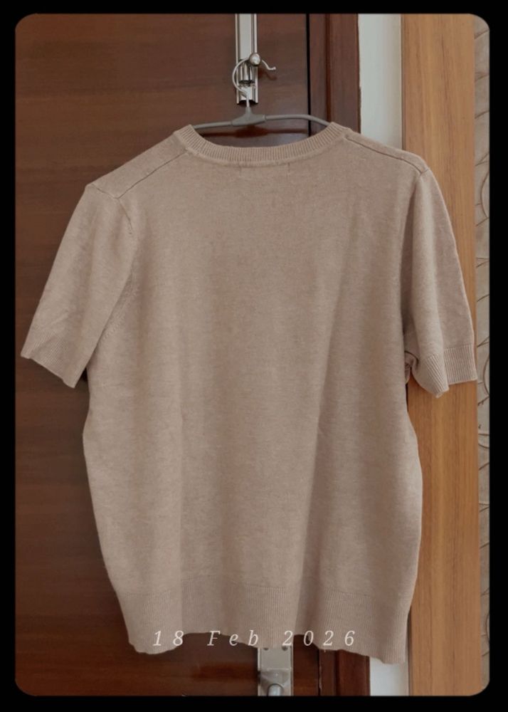 Classic Beige Short Sleeve Top size 14