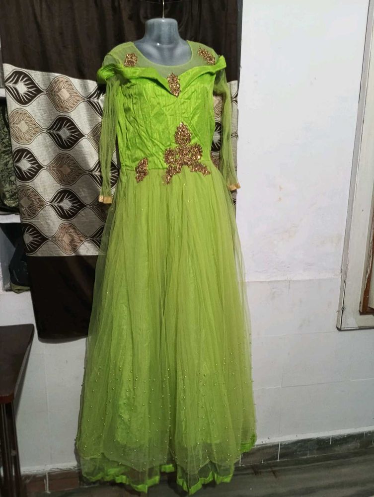 green beads gown