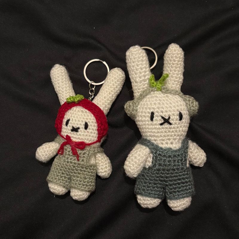 Handmade Crochet miffy Keychains (Set of 2)