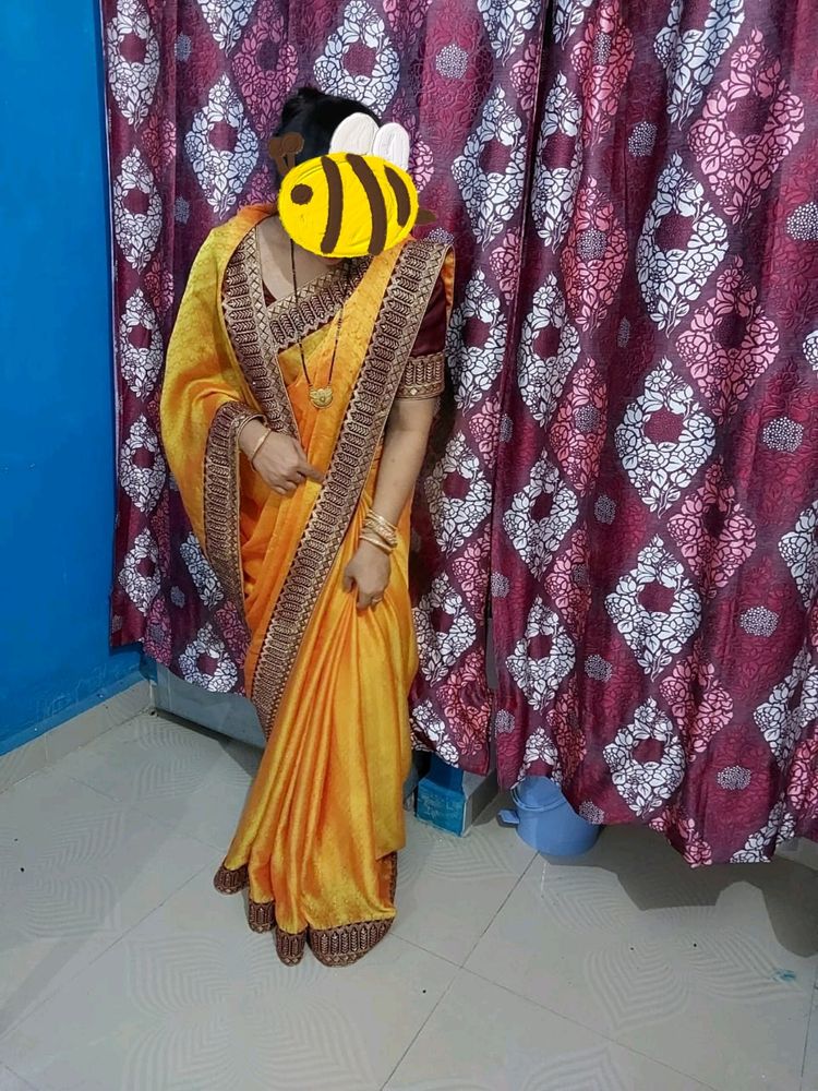 Beautiful😍 Border Yellow Saree