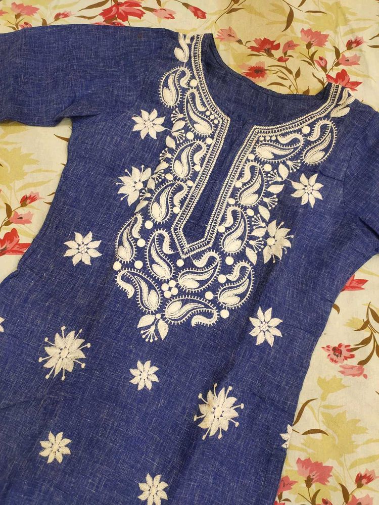 Blue Embroidered Kurta