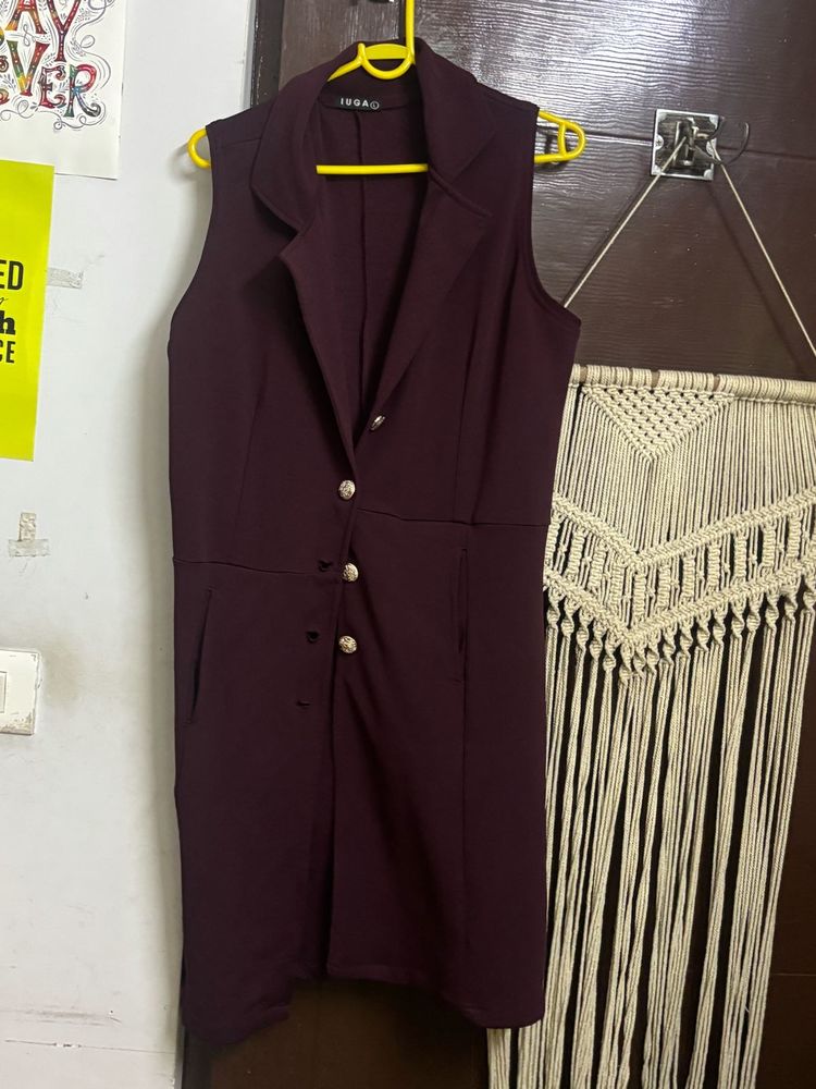 Maroon Sleeveless Blazer