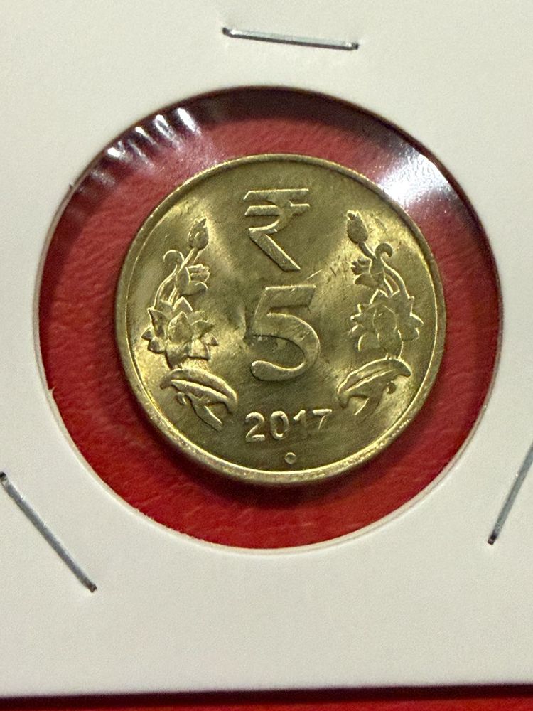 5 rs brass 2017 die rotated error 10 o clock