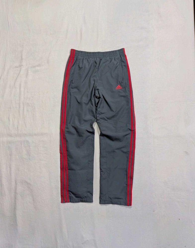 Adidas Grey &amp; Red Striped Track Pants