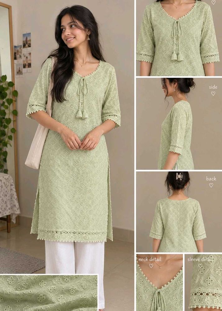 Chic Pastel Green Embroidered Kurta