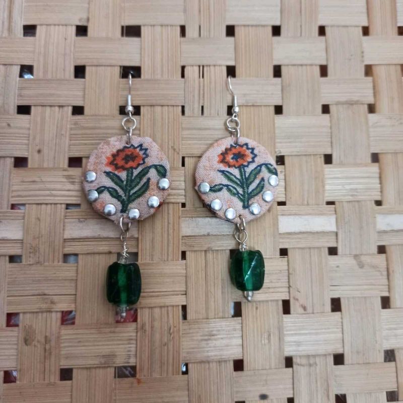 Unique Floral Print Drop Earrings