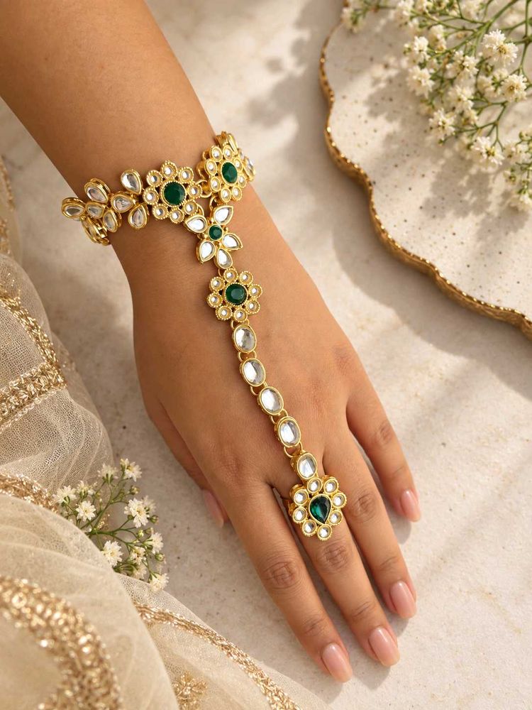 Kundan Exquisite Hand Harness Bracelet