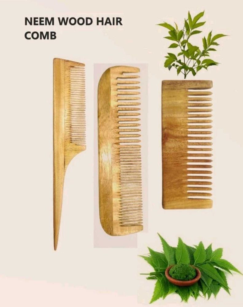 Neem Wood Hair Combs - Set of 3