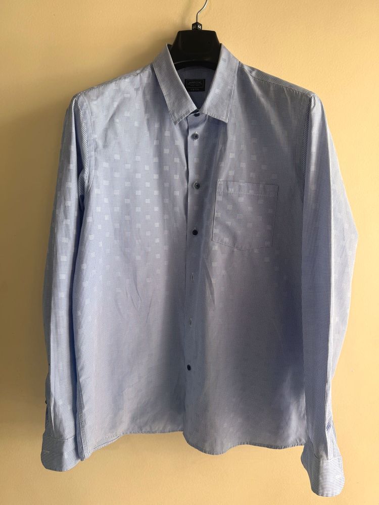 Arrow Newyork Men's Blue Textured Dress Shirt