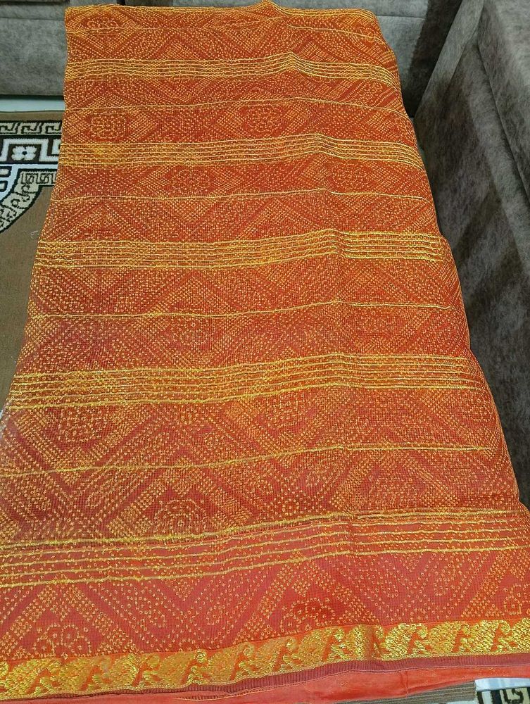 Red kota saree with zari border