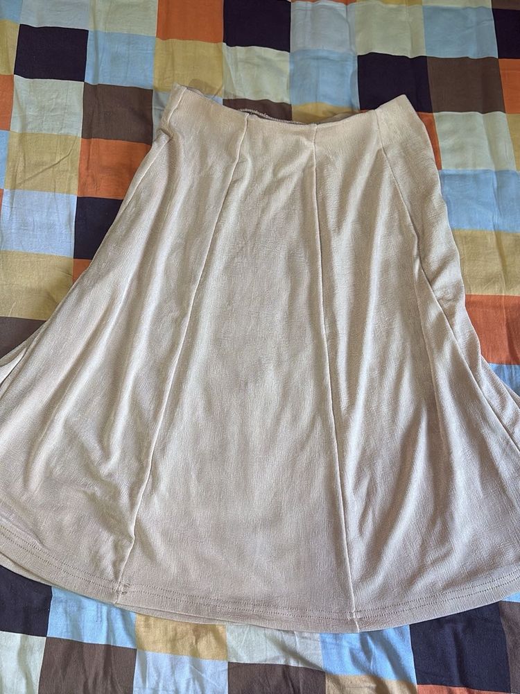 Flowy Beige A-Line Skirt