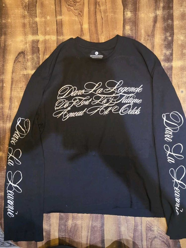 Black Graphic Print Long Sleeve Top