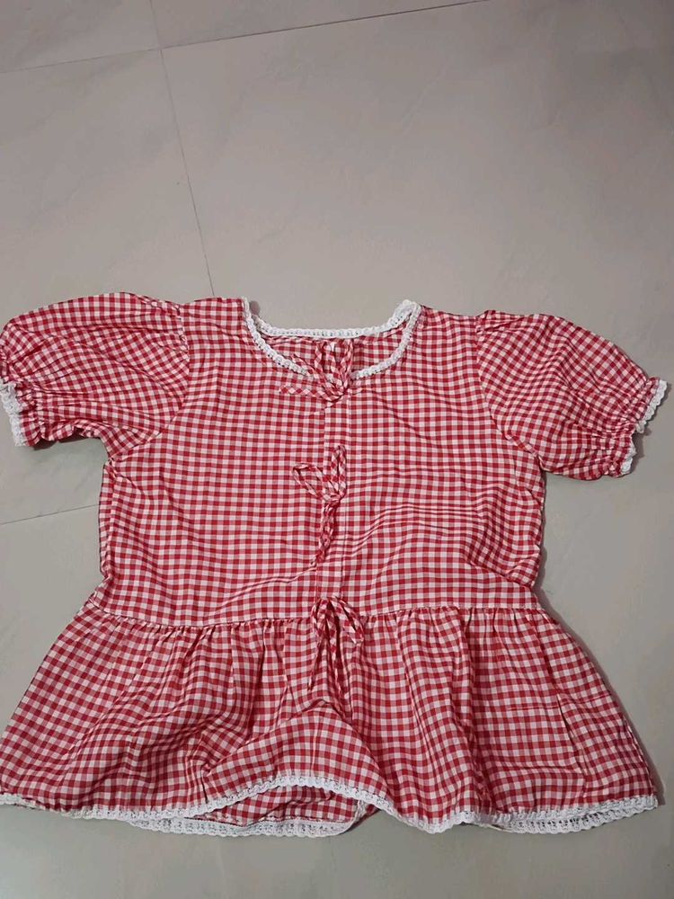 Red Gingham Peplum Top