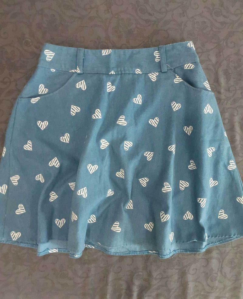 Cute Heart Print Skirt