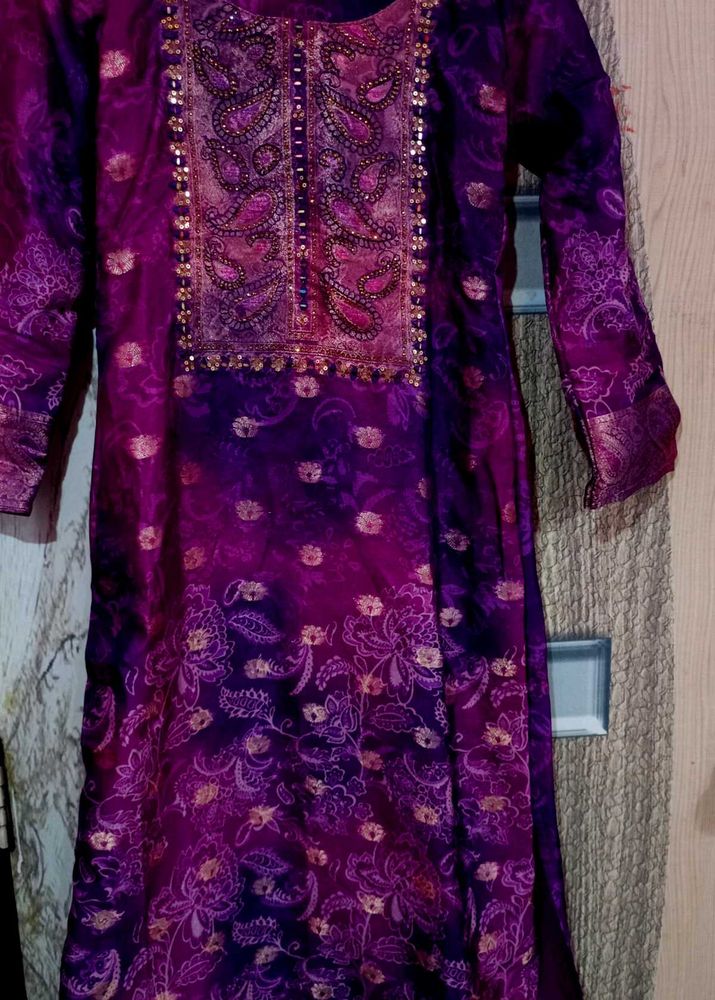 Vibrant Purple Ombre Kurta Set