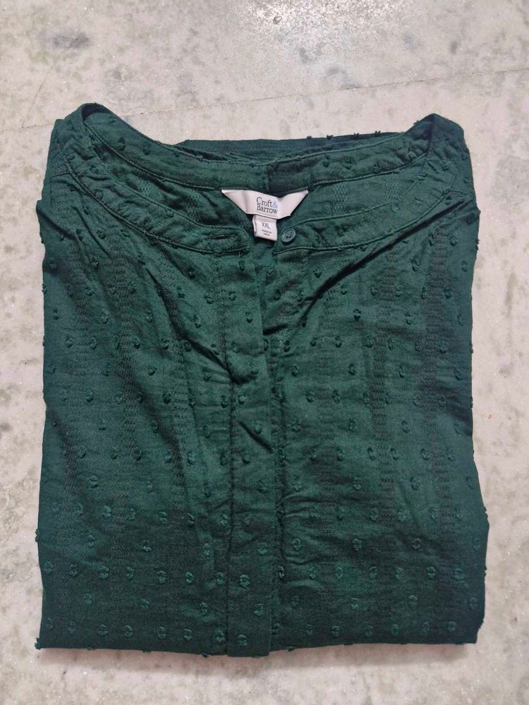 Plus Size Green Textured Top