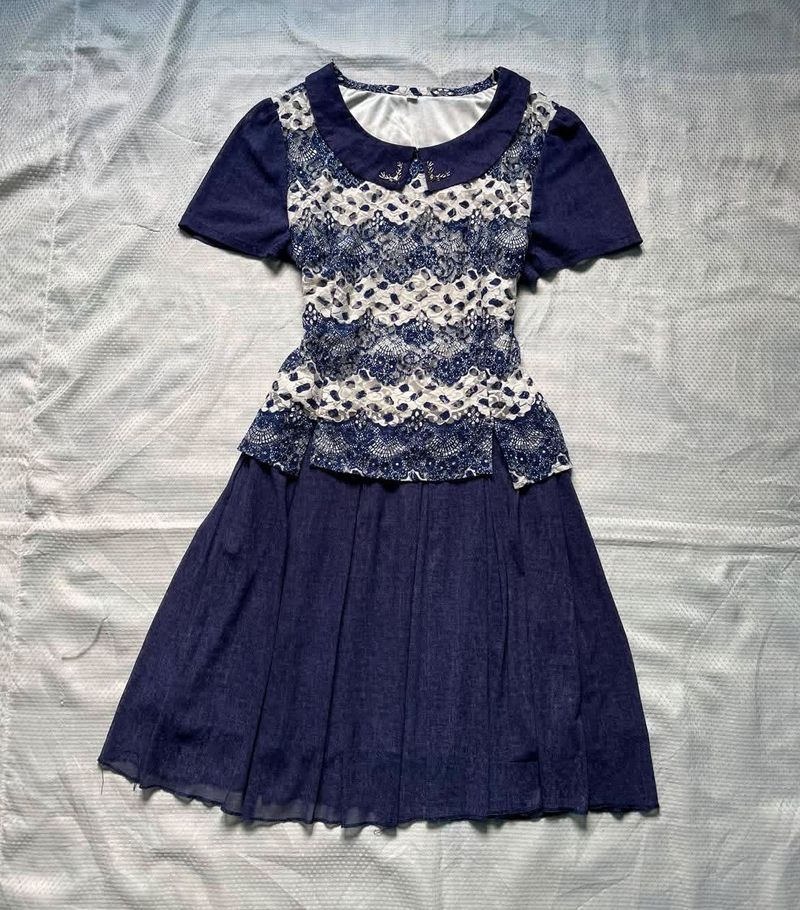 Blue Lace Detail Dress