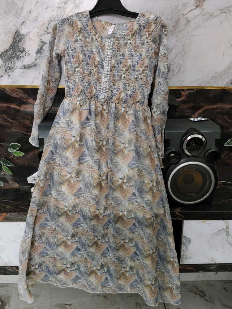 Boho Print Long Sleeve Dress