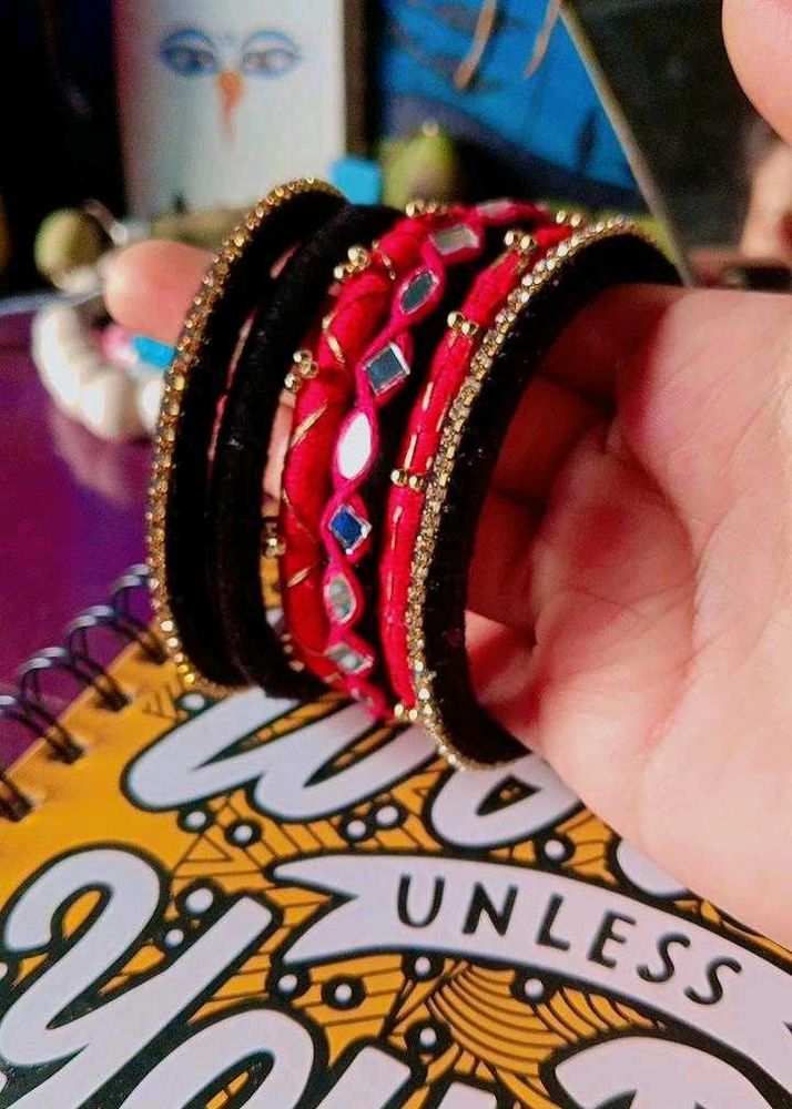 Set of Red and Black Bangles