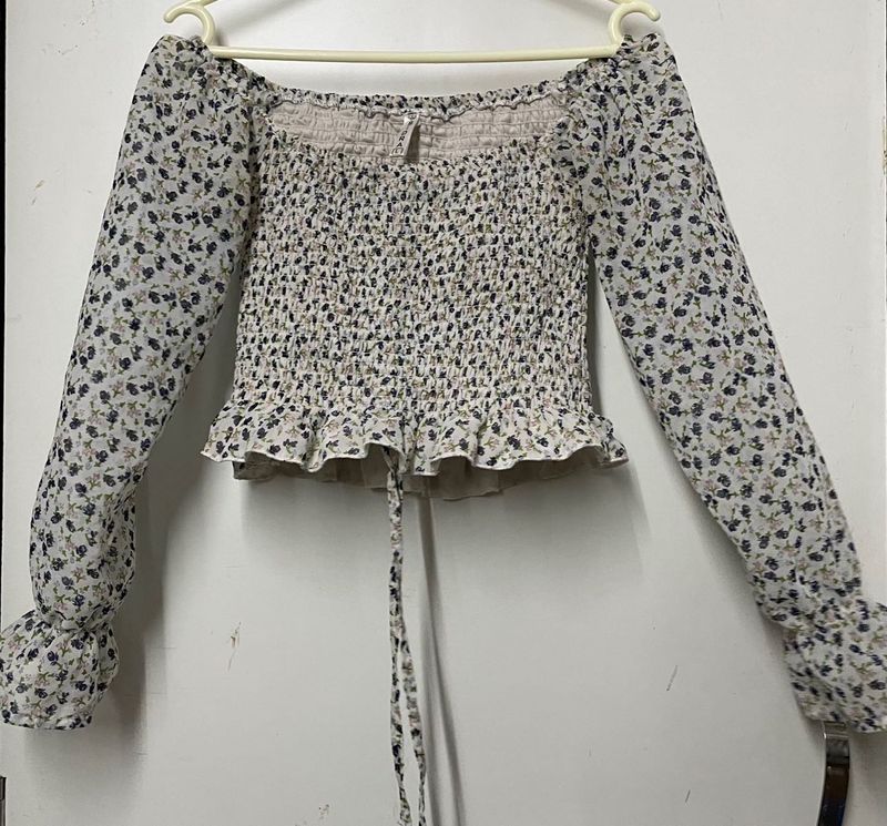 Floral Smocked Off-Shoulder Top