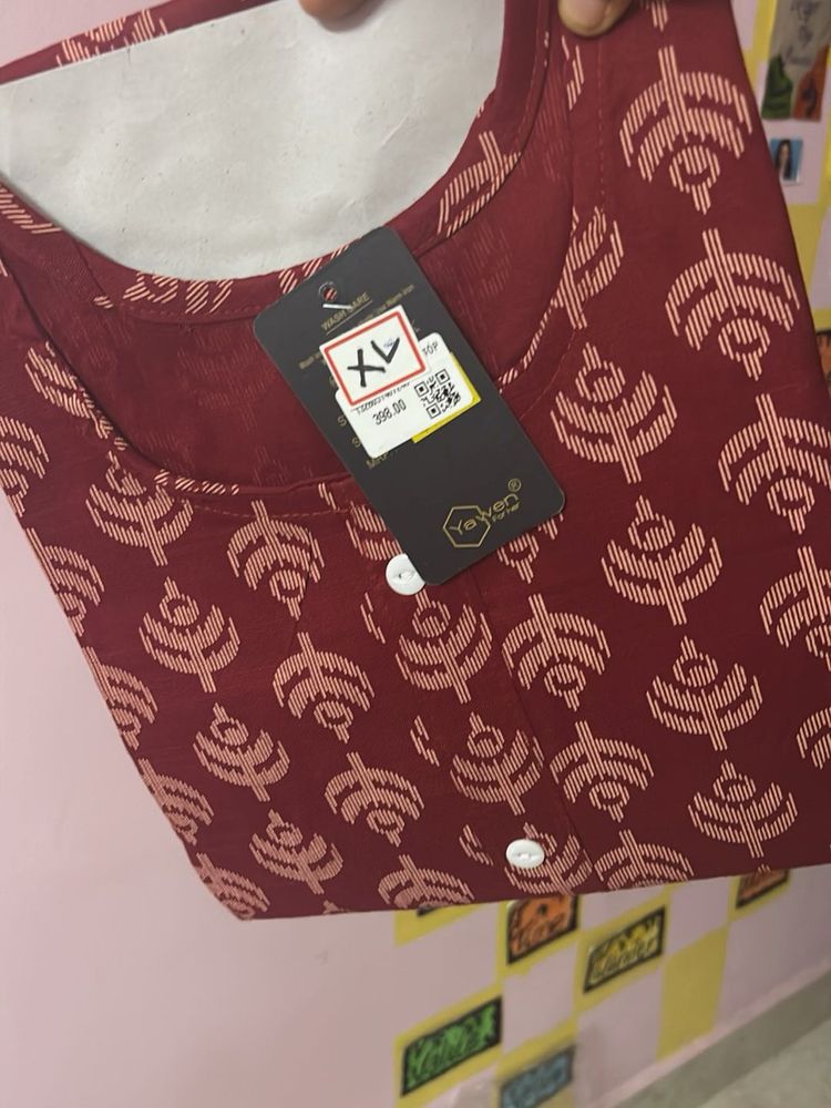 Maroon Printed Kurta