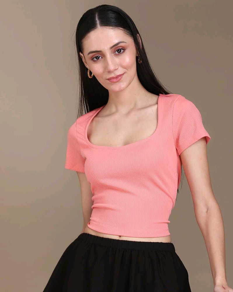 Ribbed Square Neck Crop Top
