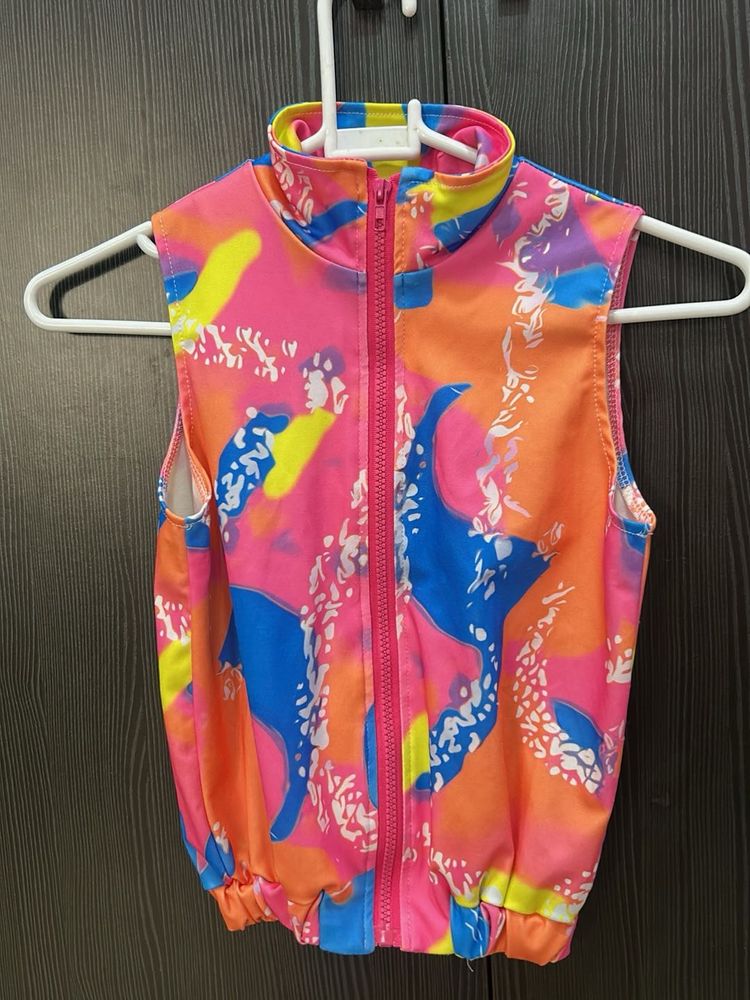 Girls Funky Patterned Sleeveless Top and shorts
