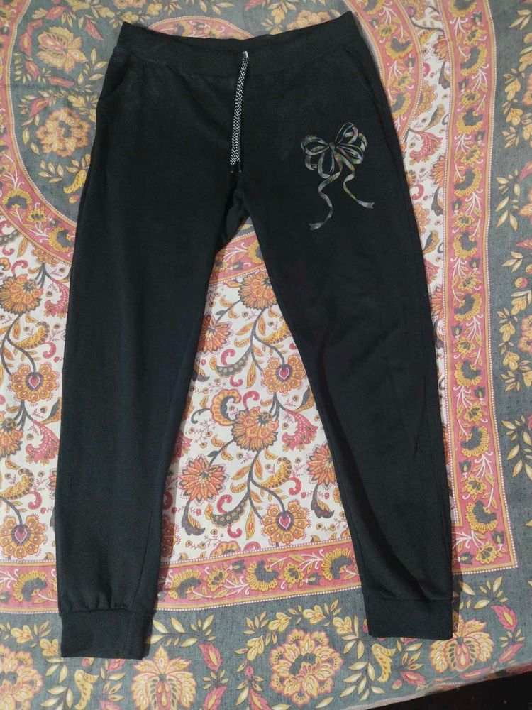 Black Joggers with Bow Detail