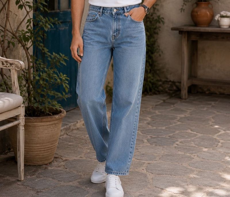 men's denim wide leg jeans