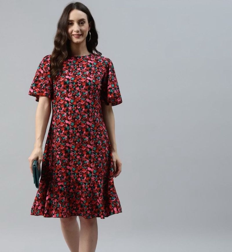 plusS Floral Print Midi Dress