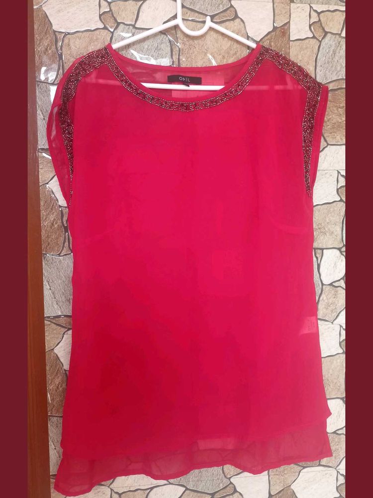Odel Pink Embellished Sleeveless Top – XL