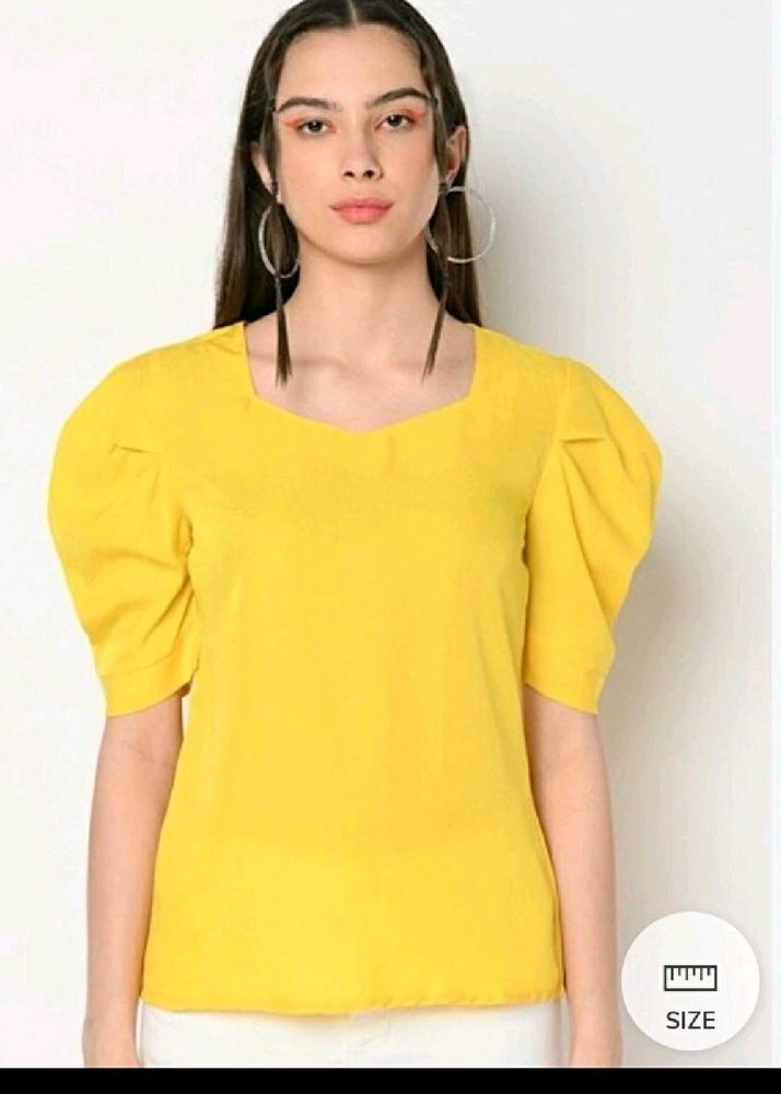Vibrant Puff Sleeve Square Neck Top