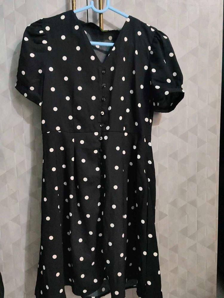 Classic Black &amp; White Polka Dot Dress
