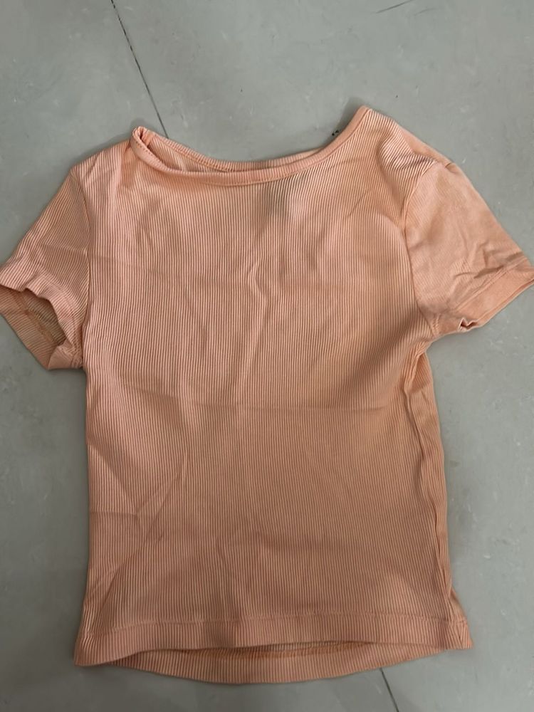 Ribbed Peach T-Shirt
