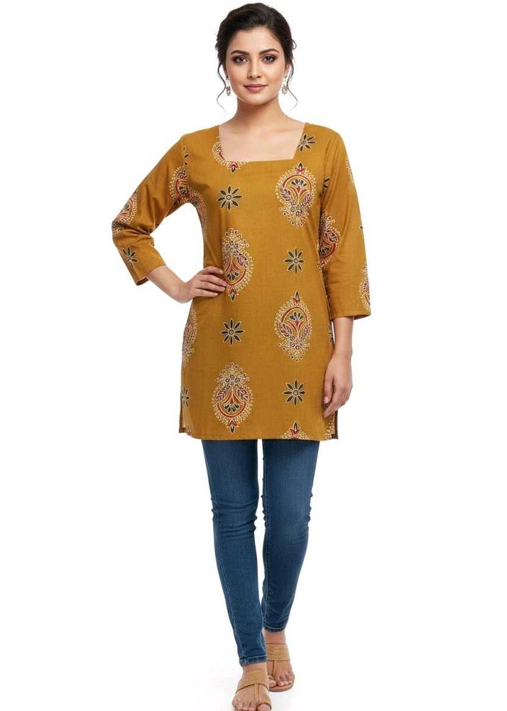 Elegant Mustard Printed Kurta