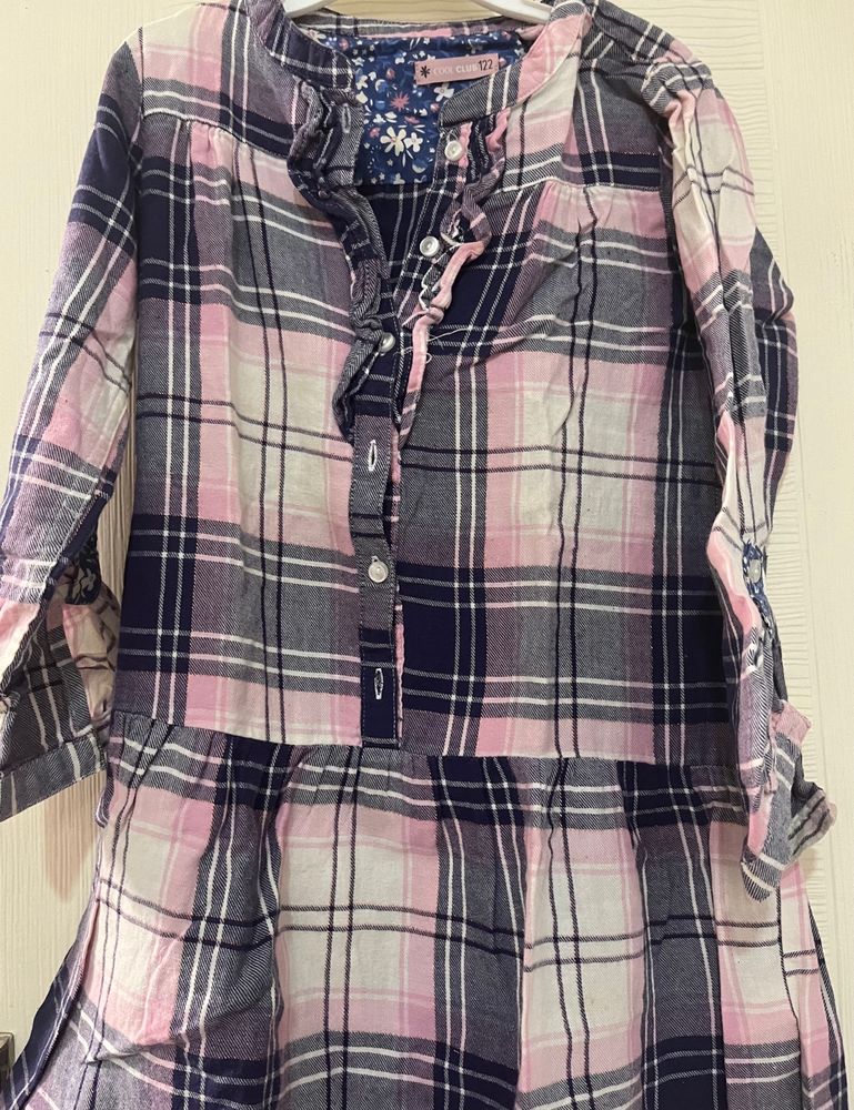 Checker pattern Shirt Dress By Coolclub