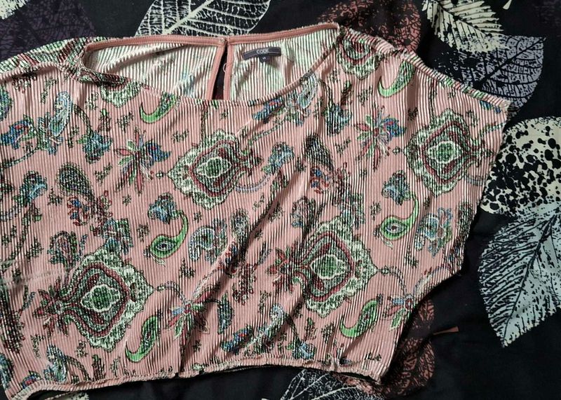 Pleated Paisley Print crop Top freesize