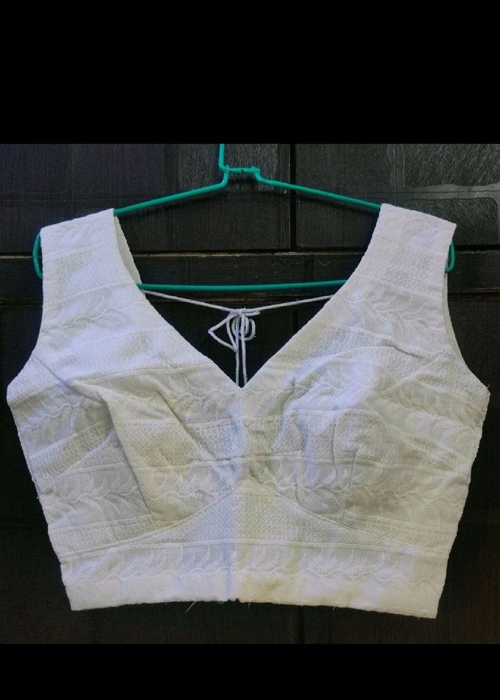 White Chikin Embroidery Blouse