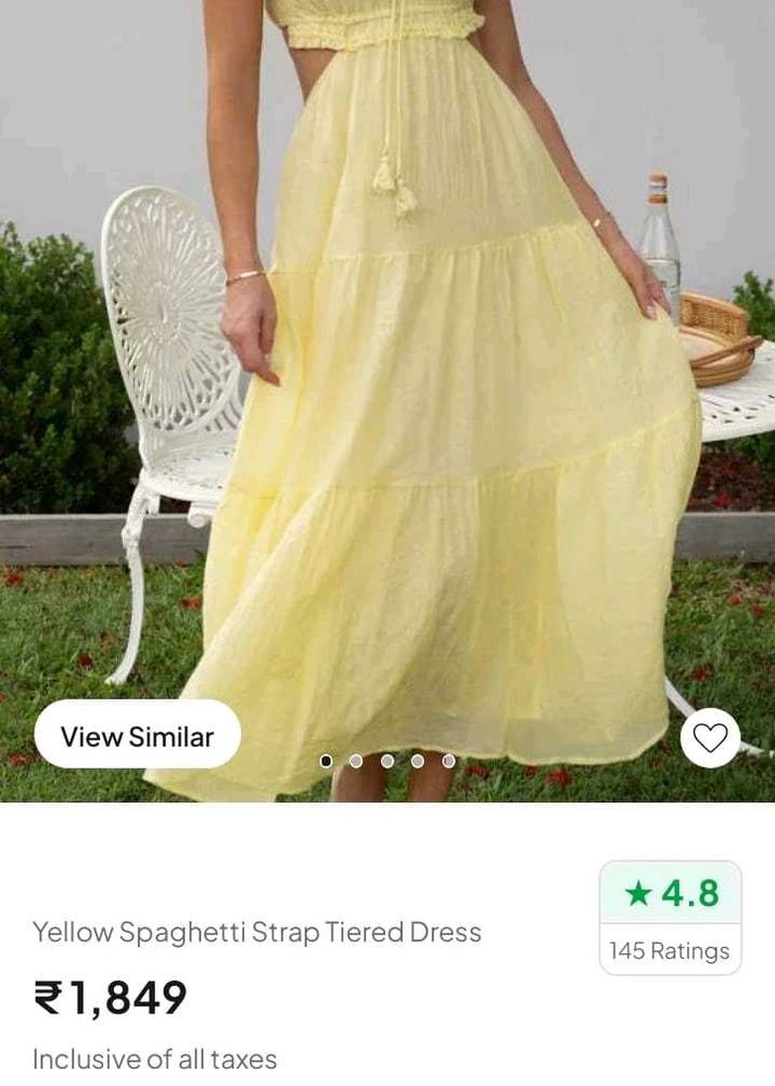 Yellow Spaghetti Strap Tiered Dress